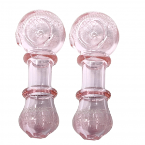 3" Pink Tube 2-Rim Ribbon Art Hand Pipe - (Pack of 2) [DJ634]